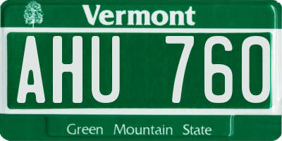 VT license plate AHU760