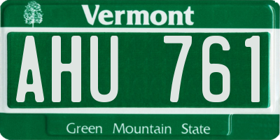 VT license plate AHU761