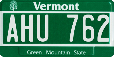 VT license plate AHU762