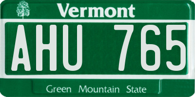 VT license plate AHU765