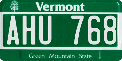 VT license plate AHU768
