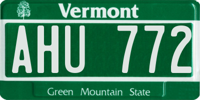VT license plate AHU772
