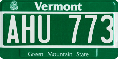 VT license plate AHU773