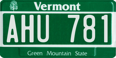 VT license plate AHU781