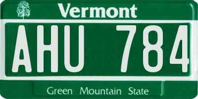 VT license plate AHU784