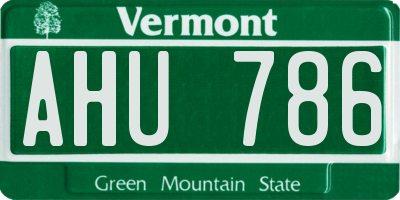 VT license plate AHU786
