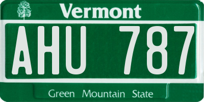 VT license plate AHU787
