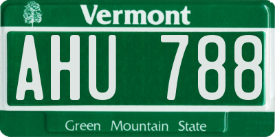 VT license plate AHU788
