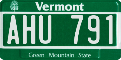 VT license plate AHU791
