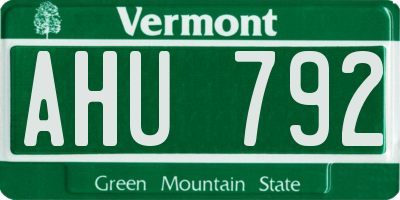 VT license plate AHU792