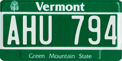 VT license plate AHU794