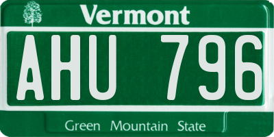 VT license plate AHU796