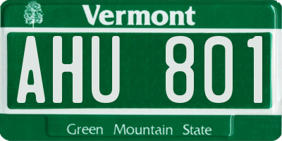 VT license plate AHU801