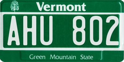 VT license plate AHU802
