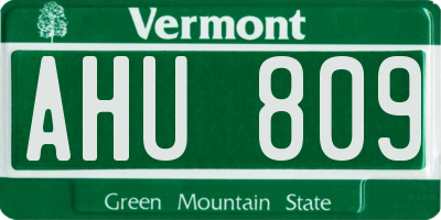 VT license plate AHU809