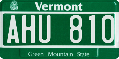 VT license plate AHU810