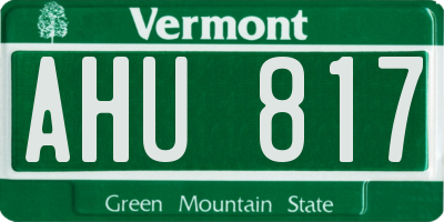 VT license plate AHU817