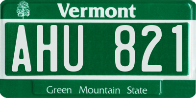 VT license plate AHU821