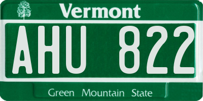 VT license plate AHU822