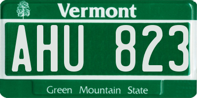 VT license plate AHU823