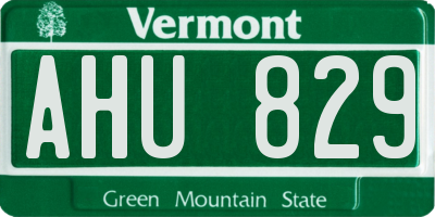 VT license plate AHU829