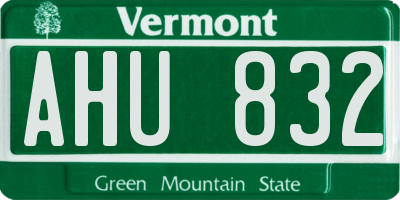 VT license plate AHU832