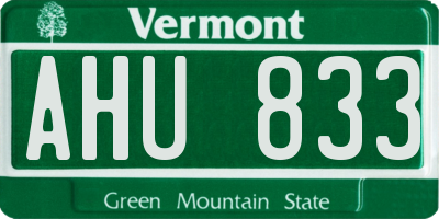 VT license plate AHU833