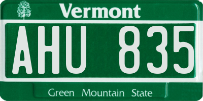 VT license plate AHU835