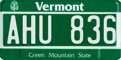 VT license plate AHU836