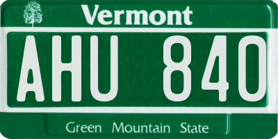 VT license plate AHU840