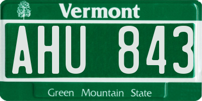VT license plate AHU843