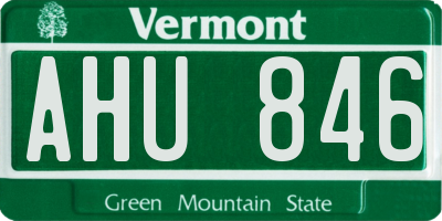 VT license plate AHU846
