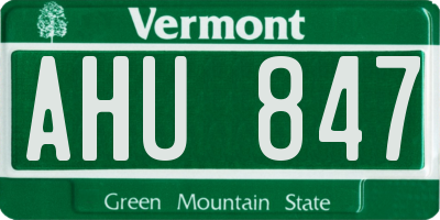 VT license plate AHU847