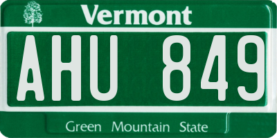 VT license plate AHU849
