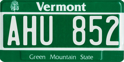VT license plate AHU852