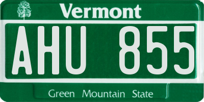 VT license plate AHU855