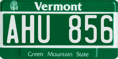 VT license plate AHU856