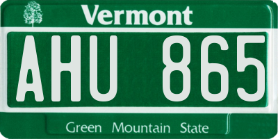 VT license plate AHU865