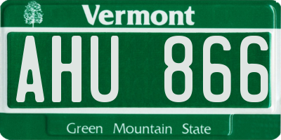 VT license plate AHU866