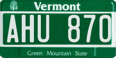 VT license plate AHU870