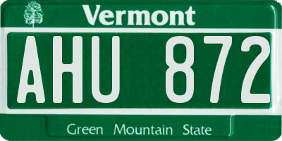 VT license plate AHU872