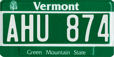 VT license plate AHU874