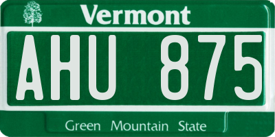 VT license plate AHU875