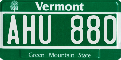 VT license plate AHU880