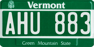 VT license plate AHU883