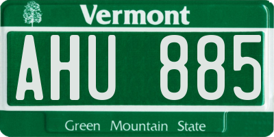 VT license plate AHU885
