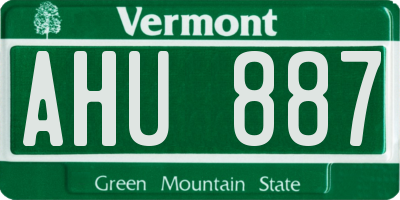 VT license plate AHU887