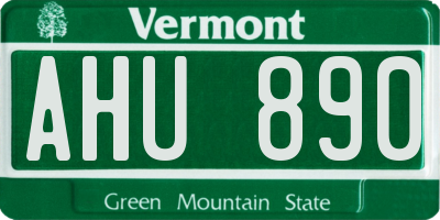 VT license plate AHU890