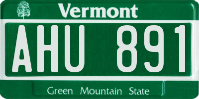VT license plate AHU891