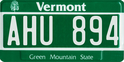 VT license plate AHU894